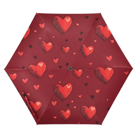 ALAZA Valentine's Heart UPF 50+ Compact Folding Umbrella for Rain Travel Umbrella Packable