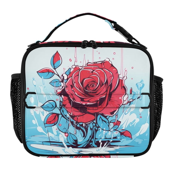 ALAZA Valentine's Roses Flower Lunch Box Insulated Lunch Bag Cooler Tote with Shoulder Strap