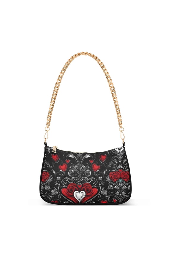 Valentines Hearts Flower Women's Chain Shoulder Bag Hobo Handbag Tote Crossbody Purse