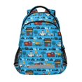 thumbnail image 1 of ALAZA Vehicles Cartoon Trucks Cars Backpack Elementary School Bag Bookbag Travel Rucksack, 1 of 7
