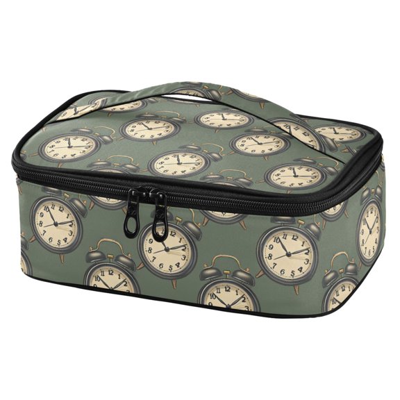 ALAZA Vintage Alarm Clocks Lunch Box Insulated Cooler Tote Bag Reusable School Picnic Travel Office