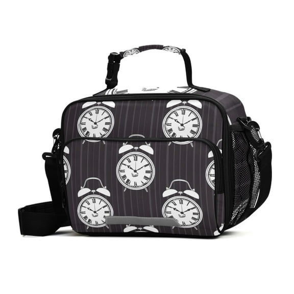 ALAZA Vintage Alarm Clocks-a1 Lunch Box Insulated Cooler Bag Reusable Tote Bags Shoulder Strap