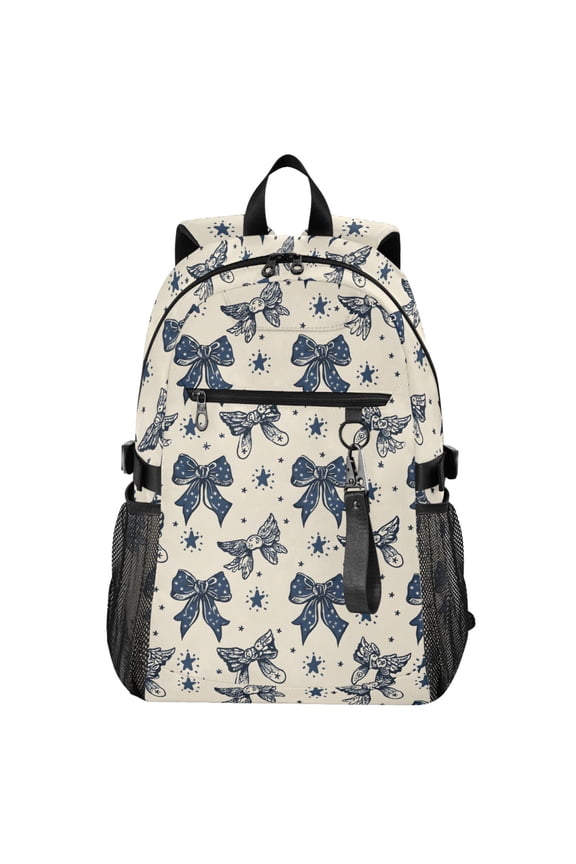 Vintage Bow Retro Pattern School Backpack Travel Laptop Bag College Bookbag Casual Daypack for Women Men