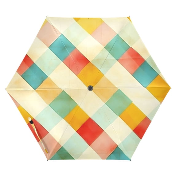 ALAZA Vintage Checkered-a1 UPF 50+ Compact Folding Umbrella for Rain Travel Umbrella Packable