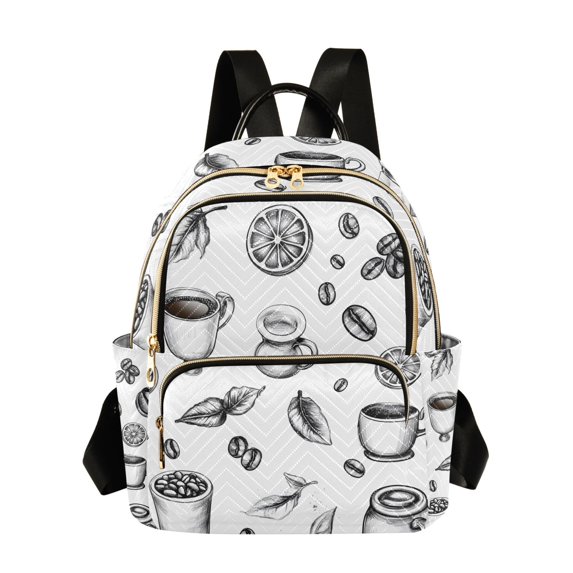 ALAZA Vintage Coffee Beans Cups Womens Travel Laptop Backpack Large Daypack Ladies Shoulder Bags S