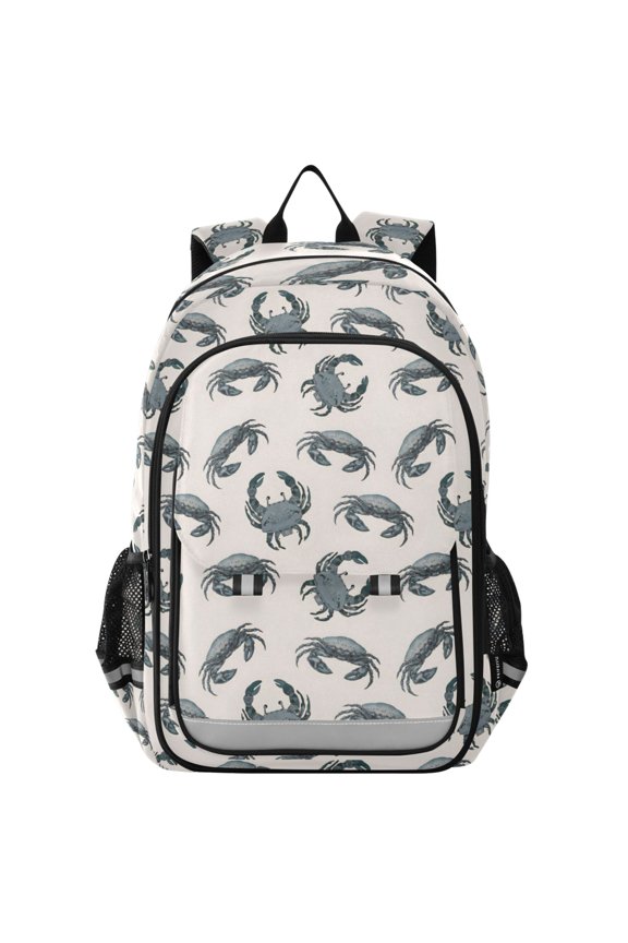 Vintage Crab Print Laptop Backpack Purse Travel Bag Casual School Bookbag Rucksack for Women Men