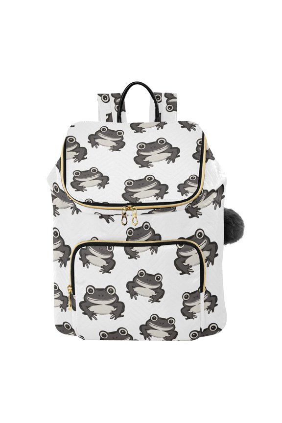 Vintage Frogs Cartoon Travel Backpack Laptop Bag Large Capacity Daypack