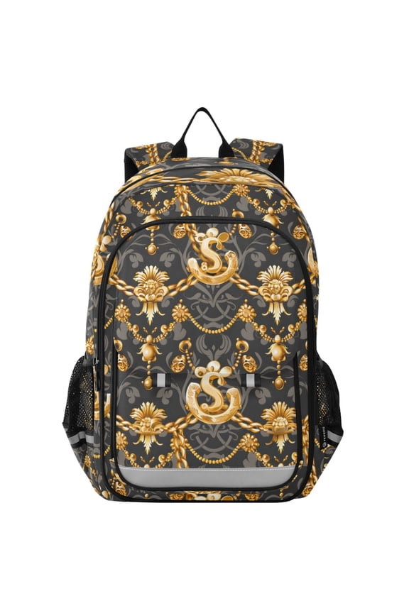 Vintage Gold Dollar and Chain Laptop Backpack Purse Travel Bag Casual School Bookbag Rucksack for Women Men