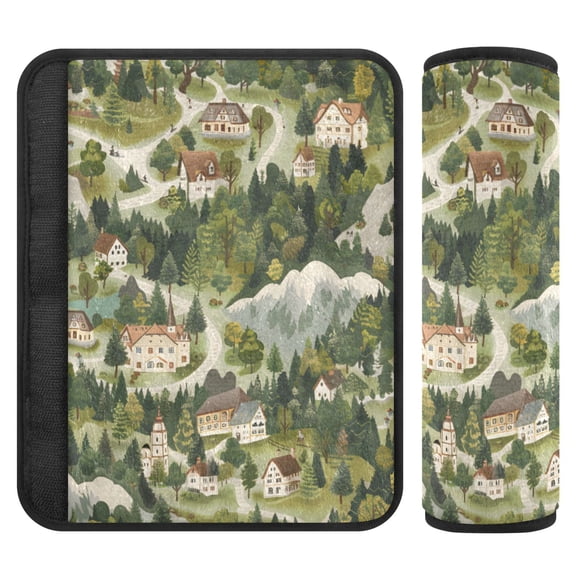 ALAZA Vintage Landscape Car Seat Belt Adjuster Neck Covers Shoulder Cushions Pads S