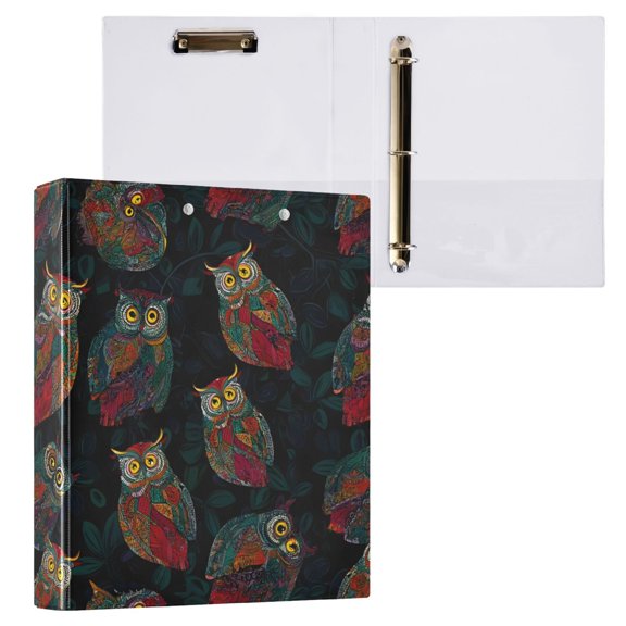 ALAZA Vintage Owls Hardcover 3 Ring Binder 1.5" D-Rings with Interior Pockets Binders School 1 PC