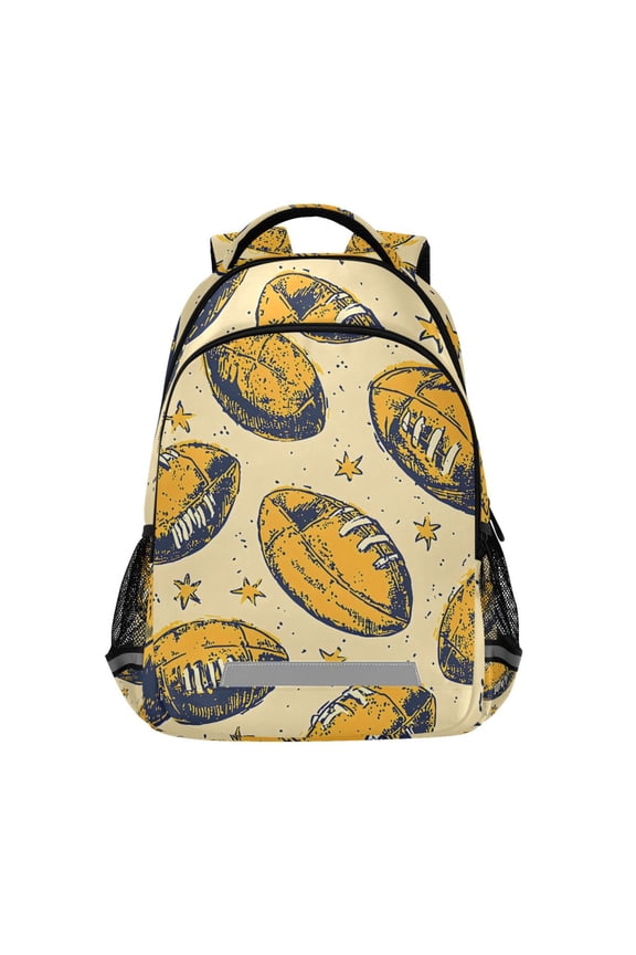 Vintage Rugby Football Backpack Elementary School Bag Bookbag Travel Rucksack
