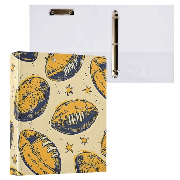 ALAZA Vintage Rugby Football Hardcover 3 Ring Binder 1.5" Round Rings Interior Pockets Binders Organizer 1 Pack