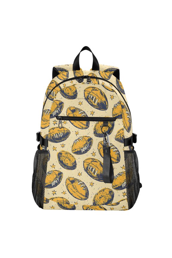 Vintage Rugby Football Pattern School Backpack Travel Laptop Bag College Bookbag Casual Daypack for Women Men