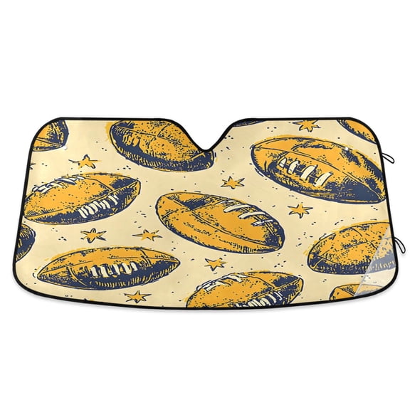 ALAZA Vintage Rugby Football Windshield Sun Shade Car Foldable Sun Visor Block UV Rays Protector 55"x27.6"