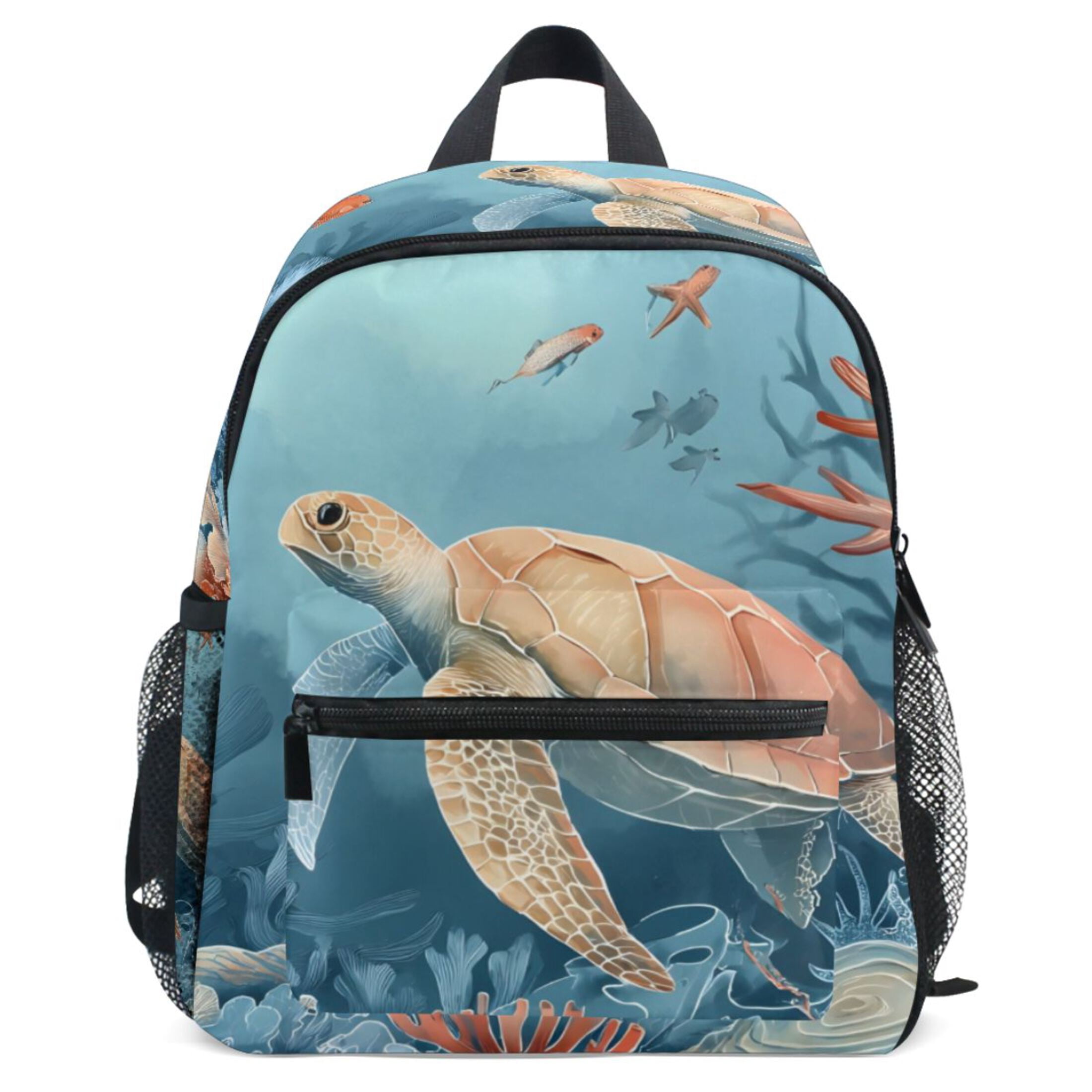 ALAZA Vintage Turtle Coral Pattern School Backpack Student Bookbag Mini ...