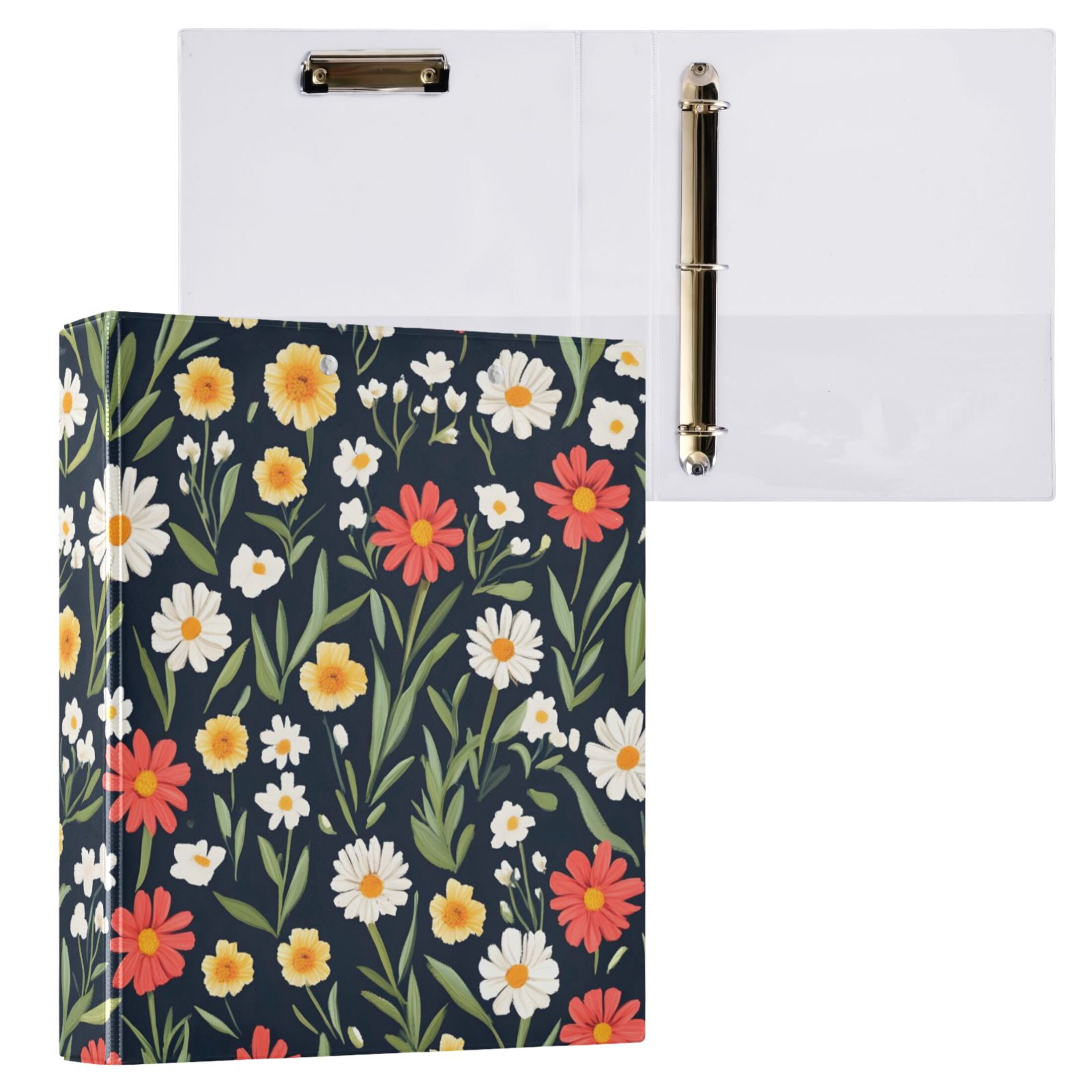 ALAZA Vintage Wildflower Hardcover 3 Ring Binder 1.5