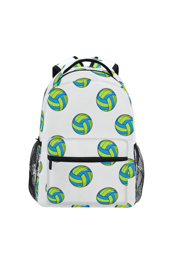 Volleyball Green Pattern School Backpack Elementary Bookbag Laptop Bags Travel Daypack