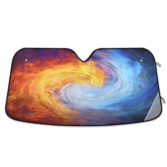 ALAZA Water Fire Flames Car Windshield Sun Shade Foldable UV Ray Sunshade Visor Protector 55 x 27.6in