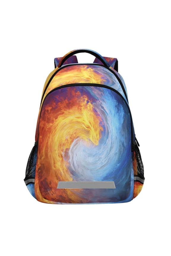 Water Fire Flames Pattern Backpack Elementary School Bags Student Bookbag Travel Rucksack