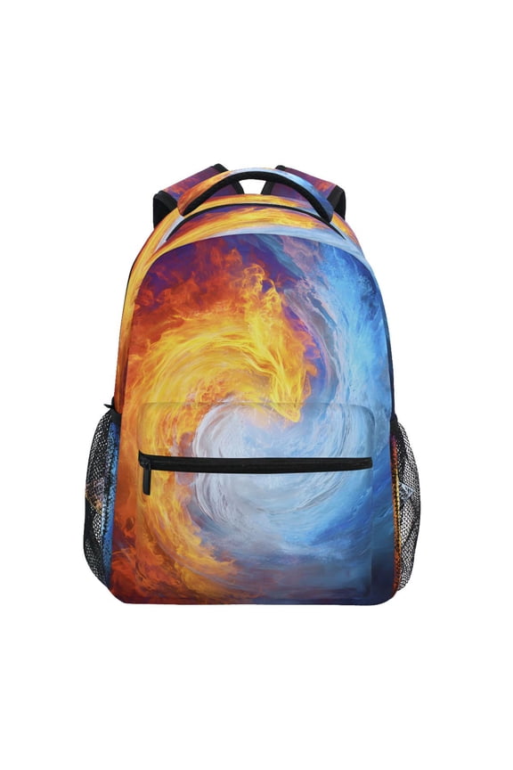 Water Fire Flames Pattern School Backpack Elementary Stylish Bookbag Laptop Bags Travel Daypack
