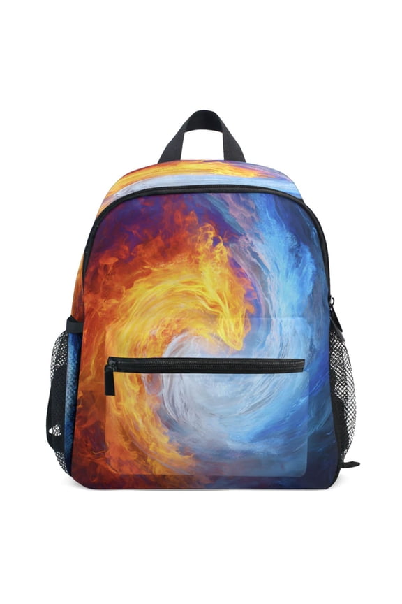 Water Fire Flames Pattern School Backpack Student Bookbag Mini Bag