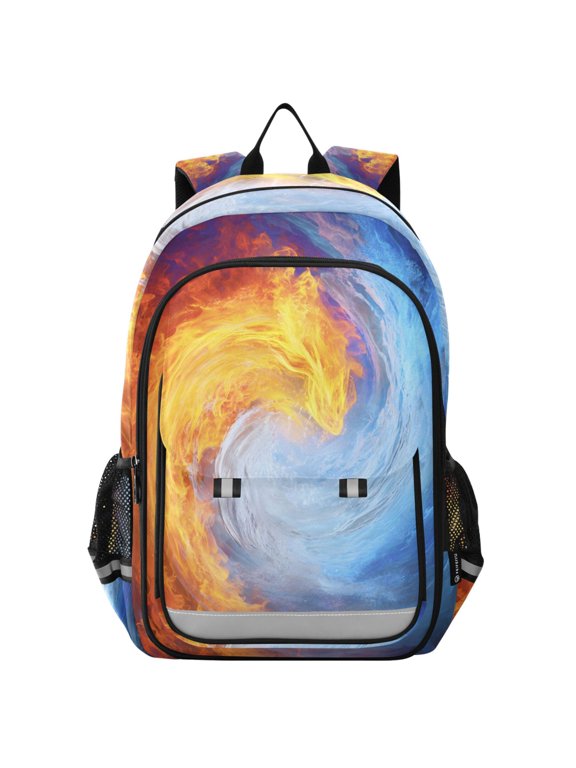 Water Fire Flames School Laptop Backpack Travel Bag Casual Student Bookbag Rucksack