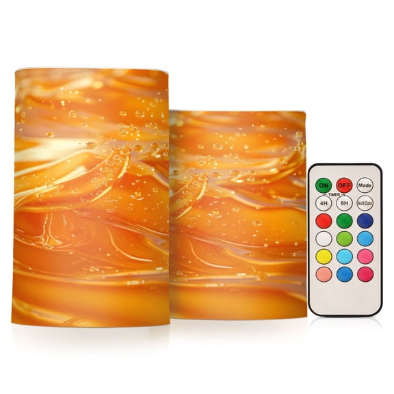 ALAZA Water Yellow Liquid 2 PCs LED Flickering Flameless Candles with Remote Timer Battery Operated Candle