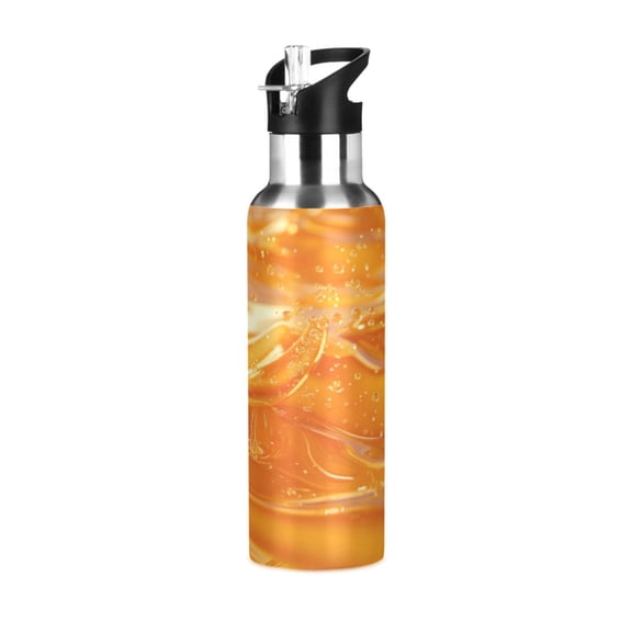 ALAZA Water Yellow Liquid Water Bottle Insulated Flask Stainless Steel Straw Lid 20 oz