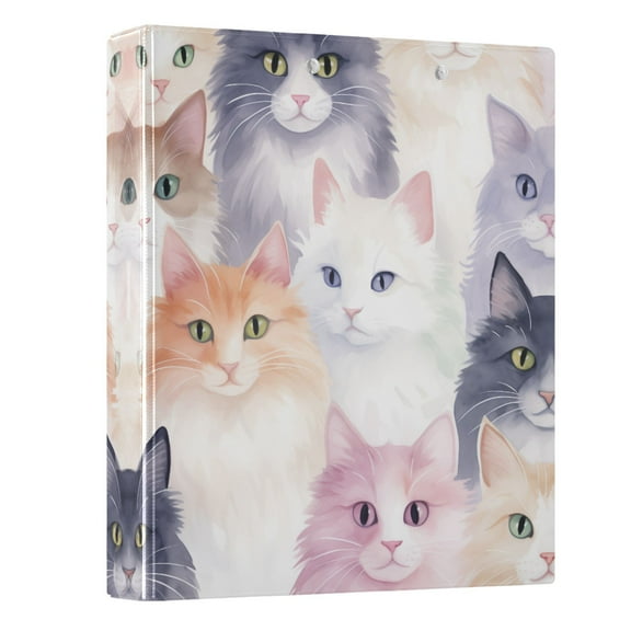 ALAZA Watercolor Cats Kitten 3 Ring Binder 1.5 Inch Three Ring Office Binders w/ clipboard & 3 pockets, Hold 200 Sheets, 1 pc
