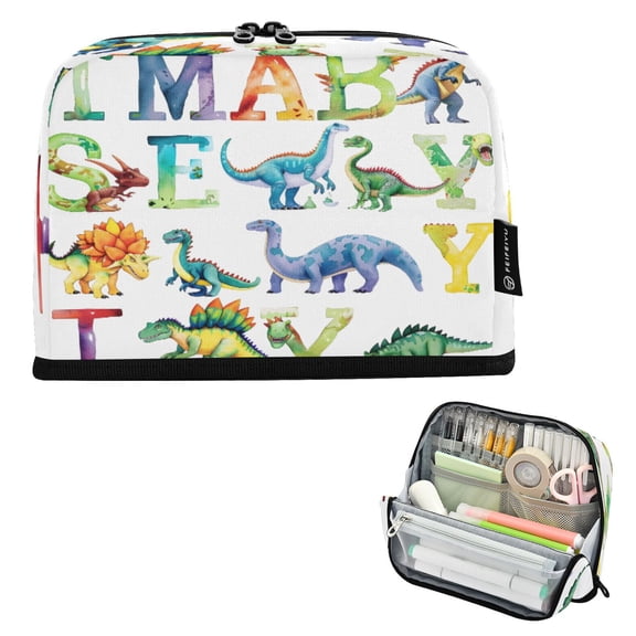 ALAZA Watercolor Cute Dinosaur Pencil Case Pen Pouch Bag Large Capacity Organizer