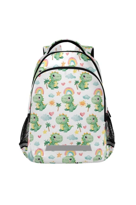 Watercolor Dinosaur Rainbow Pattern Backpack Elementary School Bags Student Bookbag Travel Rucksack