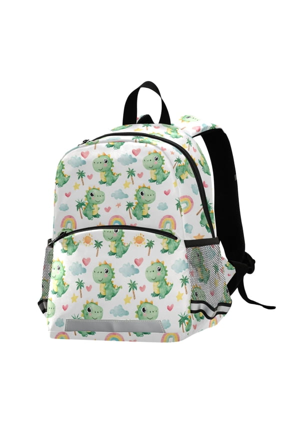 Watercolor Dinosaur Rainbow School Backpack Elementary Student Bookbag