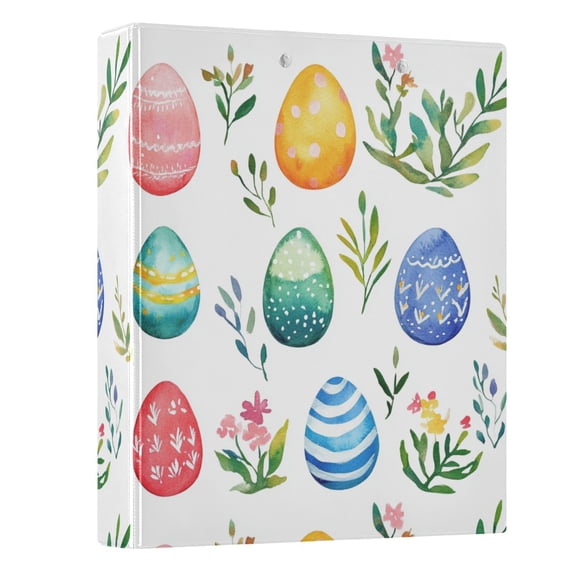 ALAZA Watercolor Easter Eggs 3 Ring Binder 1.5 Inch Three Ring Office Binders w/ clipboard & 3 pockets, Hold 200 Sheets, 1 pc