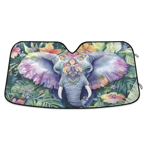 ALAZA Watercolor Elephant Windshield Sun Shade Car Foldable Sun Visor Block UV Rays Protector 55"x27.6"