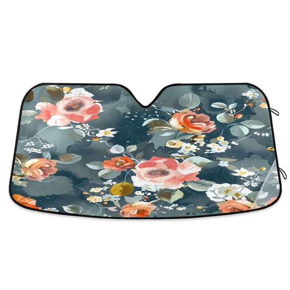 ALAZA Watercolor Floral Flower Windshield Sun Shade Car Foldable Visor Block UV Rays Protector 55"x27.6"