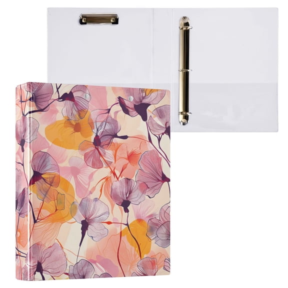 ALAZA Watercolor Flower Paint Hardcover 3 Ring Binder 1.5" Round Rings Interior Pockets Binders Organizer 1 Pack