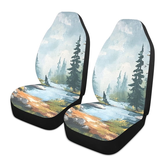 ALAZA Watercolor Forest Car Seat Covers 2 PCs Universal Auto Front Seats Interior Protector