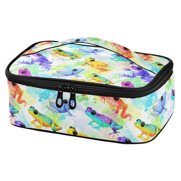 ALAZA Watercolor Frogs Lunch Box Insulated Cooler Tote Bag Reusable School Picnic Travel Office