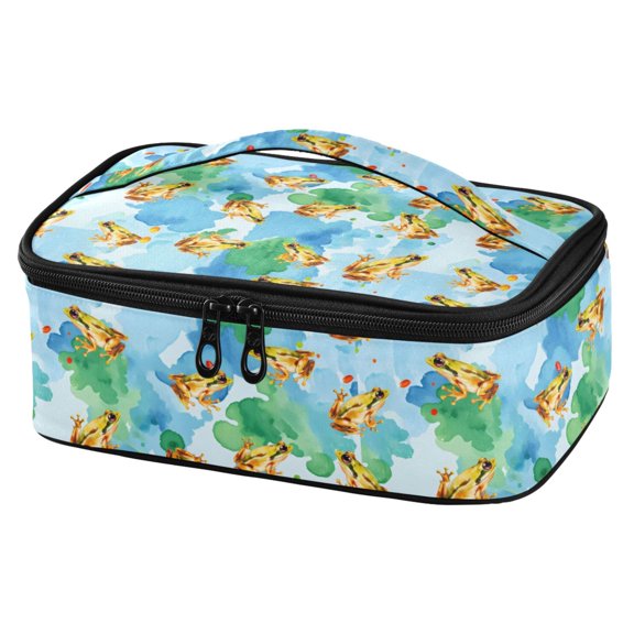 ALAZA Watercolor Frogs Lunch Box Insulated Cooler Tote Bag Reusable School Picnic Travel Office