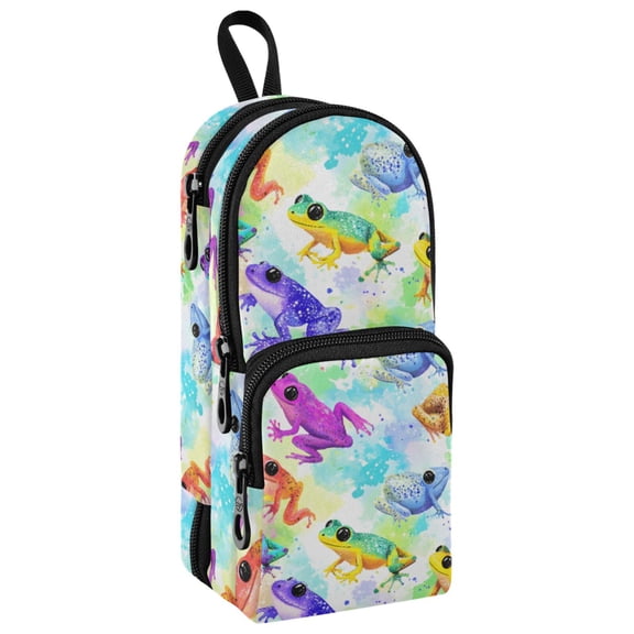 ALAZA Watercolor Frogs Pencil Case Pen Pouch Stationery Organizer Bag