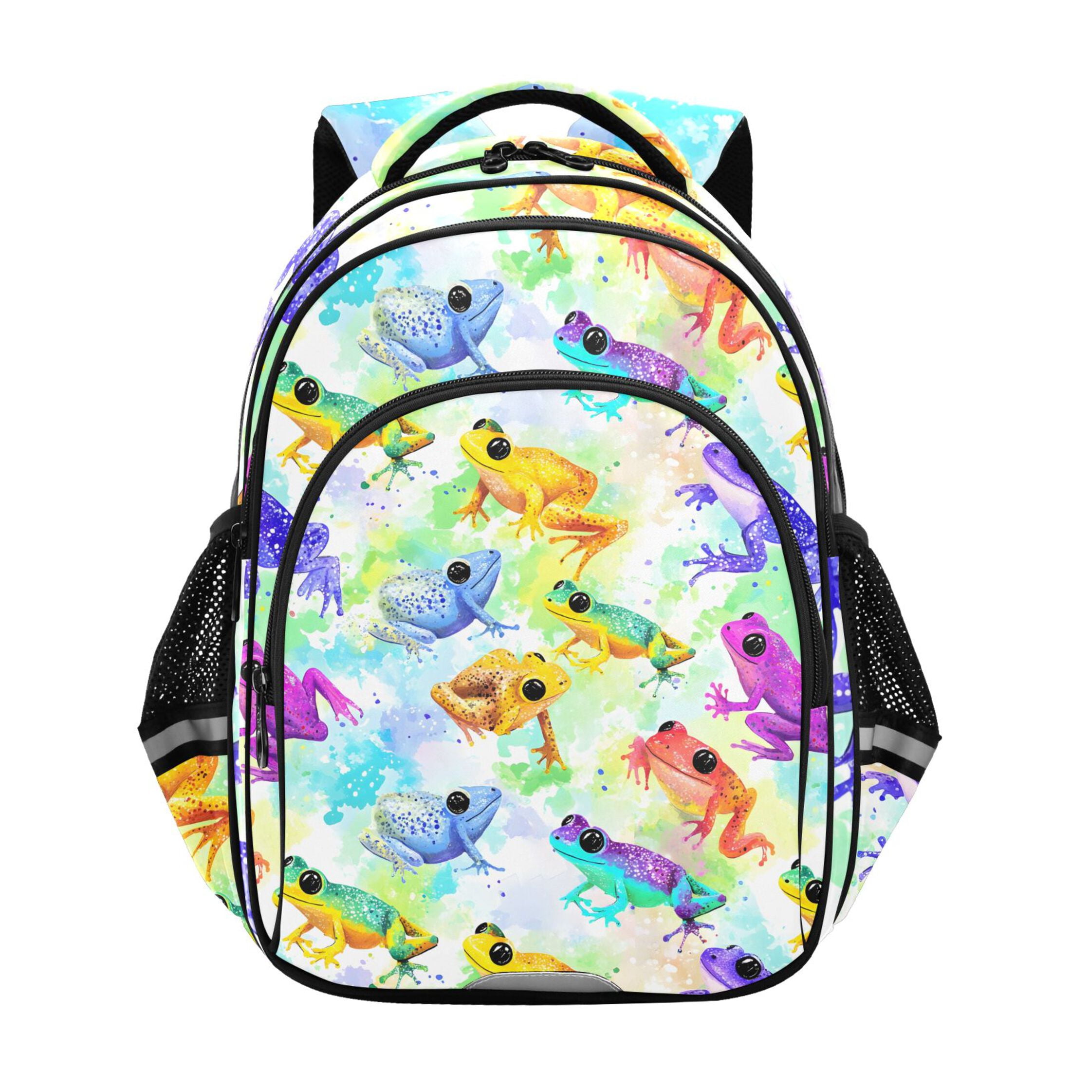ALAZA Watercolor Frogs School Backpack Elementary Bag Bookbag Travel ...