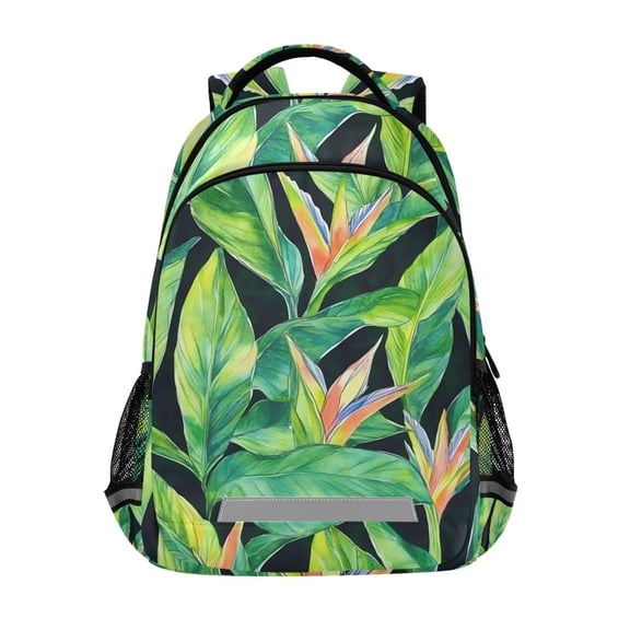 ALAZA Watercolor Green Leaves Backpack Elementary School Bag Bookbag Travel Rucksack