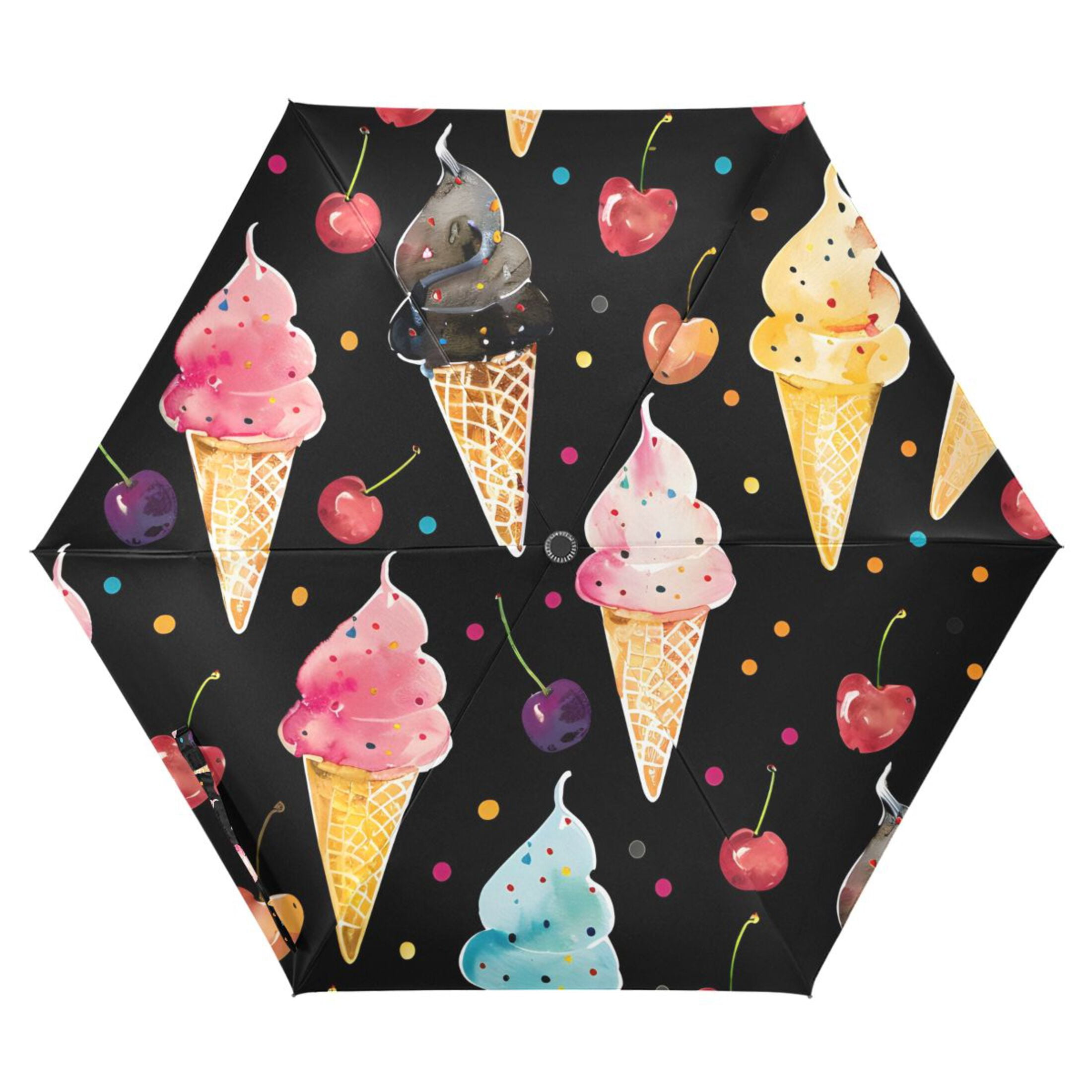 ALAZA Watercolor Ice Creams UPF 50+ Compact Folding Umbrella for Rain Travel Umbrella Packable