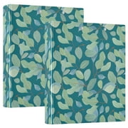 ALAZA Watercolor Leaves Hardcover 3 Ring Binder 1.5" Round Rings Interior Pockets Binders Organizer 2 Pack