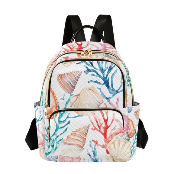 ALAZA Watercolor Seashell Coral Womens Travel Laptop Backpack Large Daypack Ladies Shoulder Bags S