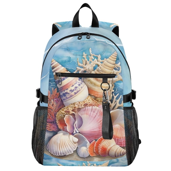 ALAZA Watercolor Seashell Pattern School Backpack Travel Laptop Bag College Bookbag Casual Daypack for Women Men
