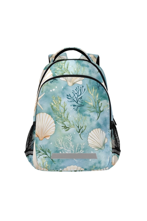 Watercolor Shells Backpack Elementary School Bag Bookbag Travel Rucksack