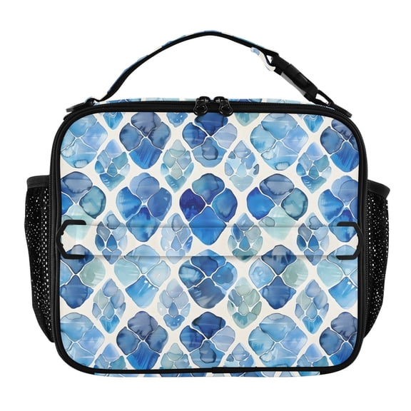 ALAZA Watercolor Tortoise Shell Lunch Box Insulated Lunch Bag Cooler Tote with Shoulder Strap