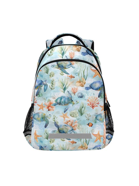 Watercolor Turtle Cartoon Backpack Elementary School Bag Bookbag Travel Rucksack