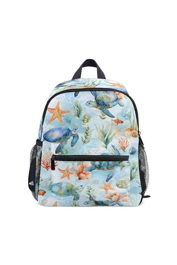 Watercolor Turtle Cartoon School Backpack Small Bookbag Mini Bags